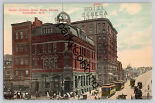 HOTEL SENECA SOUTH CLINTON FROM MAIN ST ROCHESTER NY TROLLEYS BANK picture