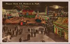RPPC Postcard Pleasure Beach S.S. Blackpool by Night UK  picture