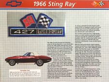 1966 CORVETTE STING RAY 427 TURBO Willabee & Ward OFFICIAL PATCH COLLECTION CARD picture