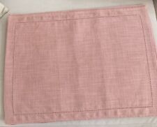Set Of 6 Vintage Linen Pink Placemats Open Work 16 inches Excellent 17” X 12” picture