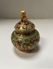 VINTAGE HANDMADE CLOISONNEE ENAMEL AND GOLD PLATTED CHINA SMALL POT. picture
