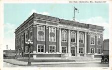 CHILLICOTHE, Missouri MO     CITY HALL    ca1920's Curteich Blue Sky Postcard picture