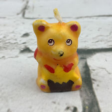 Vintage Tiny Teddy Bear Candle Cake Topper Orange 1.5” picture