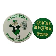 1981 Bennigans Lot Quiche Me Quick Lucky  Pin Leprechaun Beer St Patrick Vintage picture