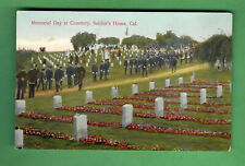 c. 1915 POSTCARD - MEMORIAL DAY AT SOLDIER'S HOME CEMETERY SAWTELLE CALIFORNIA picture