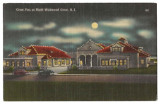 Wildwood Crest Florida c1940's Crest Pier at Night, moonlight, vintage car picture