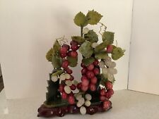Vintage Chinese Marble Jade Alabaster Red & Green Grapes Figurine  picture
