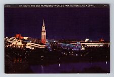 San Francisco CA-California, Golden Gate Exposition, Night View Vintage Postcard picture