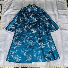 Rare Authentic Vintage Japanese Silk Kimono Womens Blue Length 44 picture