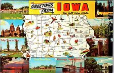 IA-Iowa, Scenic Map Greetings Landmarks, Vintage Postcard picture