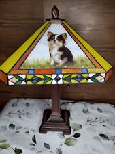 Danbury Mint John Lewis Fitzgerald stained glass Tiffany lamp Chihuahua Dogs picture