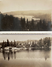 Lot of 2 Vintage Photos Beautiful Aerial View Lakes Sierra Nevada Mountains picture