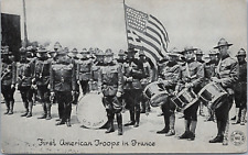WWl France US Army Soldiers Band Drums Flag Uniforms Chicago Daily News War Dept picture