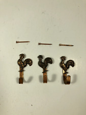 Three Vintage Copper Rooster Chicken Swivel Kitchen Wall Hooks w Screws picture