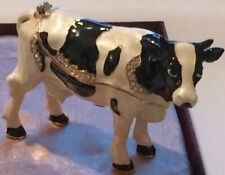 LAST ONE Kubla Craft BLACK WHITE COW Hinged Enamel Trinket Box Figurine FREESHIP picture