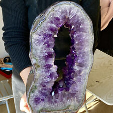 22.15LB  Natural Amethyst Cave Crystal Slice Crescent shaped Hand Cut Repai picture