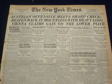 1918 JUNE 18 NEW YORK TIMES - AUSTRIAN OFFENSIVE MEETS SHARP CHECK - NT 9090 picture