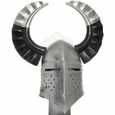 Medieval Crusader Great Viking Horn Helmet Knight SCA Larp Steel Helmet designer picture