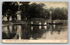 c1913 Boats at Peeble Beech Crooked Lake Angola Indiana ANTIQUE Postcard 1248 picture