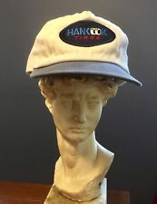 Vintage K Products Hankook Tires Patch White Snapback Hat Cap Blue Brim  picture