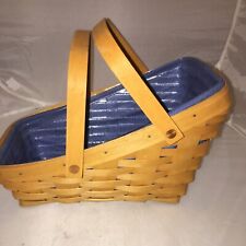 Longaberger Angled Basket With Blue Liner + Plastic liner 45101 Vtg 1997 Exc picture