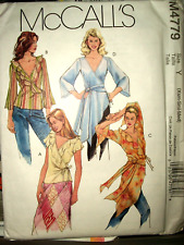 Miss McCall 4779 Pattern Flowing Front Wrap Top Tunic UNCUT Size 4 6 8 10 12 14 picture