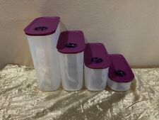 New Tupperware Set 4 Time Keeper Oval Modular Mates Clear Plum Seals #1-2-3-4 picture