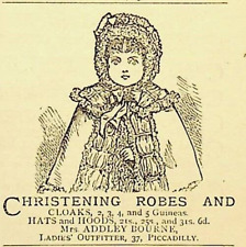 1881 Christening Robes & Cloaks Piccadilly Engraved Original Victorian Print Ad picture