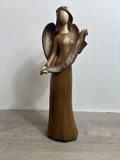 Wood Angel Of  Peace Christmas Mantle Figure Hand Carved 11.5” Tall picture