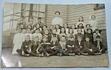 Vintage Real Photo Postcard School Teacher & Students Early 1900's Unposted 9095 picture