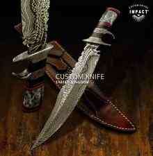 IMPACT CUTLERY HANDMADE DAMASCUS SUB HILTED BOWIE KNIFE CAMEL BONE HANDLE- 1647 picture