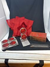 Vintage Anthes Type FP Roadside Red Reflector Set, Metal Case, Flags, Pegs picture