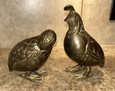Vintage Pair of Brass Footed Quail Made in Taiwan picture