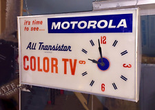 Very Rare Motorola All Transister Color TV Lighted Sign Clock Works picture
