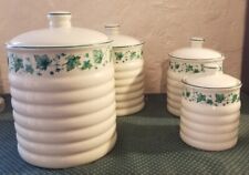 Vintage Himark Ivy Tyme Floral Canister White Green Sugar Flour 8 Pieces Taiwan picture