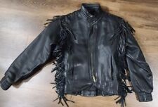 Awesome Harley Davidson Leather Biker Jacket  Fringe Womens 36 / 8 Black  picture