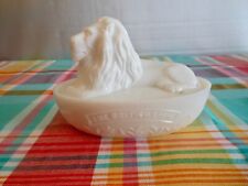 Vintage~Victorian~The British Lion~Oval Milk Glass Covered Dish~VGC picture