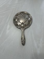 Vintage Victorian Hand Held Silver Plated Mirror, 9 Inches picture