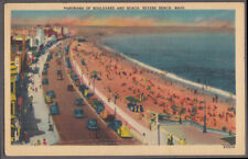 Panorama of Boulevard & Beach at Revere Beach MA postcard 1948 picture