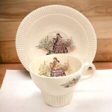 Vintage 40s Small Dainty Demitasse Ribbed Cup & Saucer Salem China Co. MCM picture