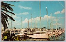 Florida Saint Petersburg Yacht Basin Fort Lauderdale Race Boats Vintage Postcard picture