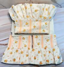 VTG Springmaid Sheets Ruffled Peach Double Flat 2 Cases & White Fitted 4 Piece picture