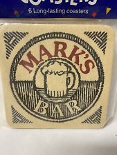 Mark’s Bar Vintage Personalized Coasters Set of 6 Sealed Package Gibson NEW picture