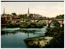 England. Shrewsbury. English Bridge. Vintage Photochrome by P.Z, Photochrome Zu picture