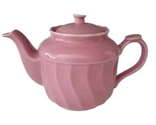 Ganz Teapot Swirl Ribbed Powder Pink Quart Stamped Deco Collectable  picture