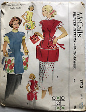 Vtg 1952 McCall's 1713 Misses Size 10-12 Cobbler Apron Pattern -Cut But Complete picture
