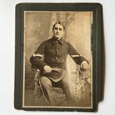 Antique Cabinet Card Photograph Handsome Young Man Army Military Campaign Hat picture