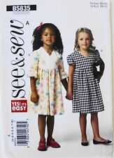 See & Sew 5835 Yes It's Easy Girls Lined Dresses Sewing Pattern Sz 2-8 picture