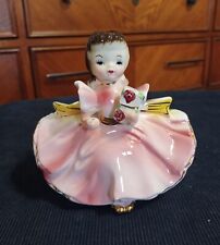 NICE Vintage RUBENS Original Porcelain Southern Belle With Bow Figurine Planter picture