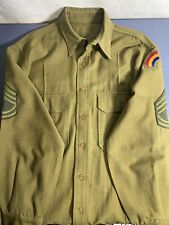 Vintage 1950s Korean War Long Sleeve Wool Shirt Master Sergeant Stripes Rainbow picture